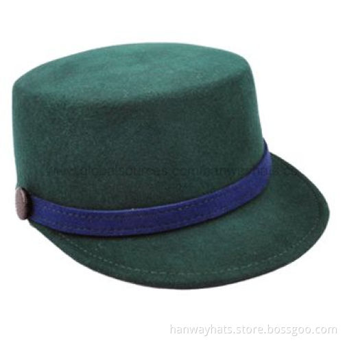 Waterproof Wool Felt Hat with Self Band and PVC Covered Button Trim